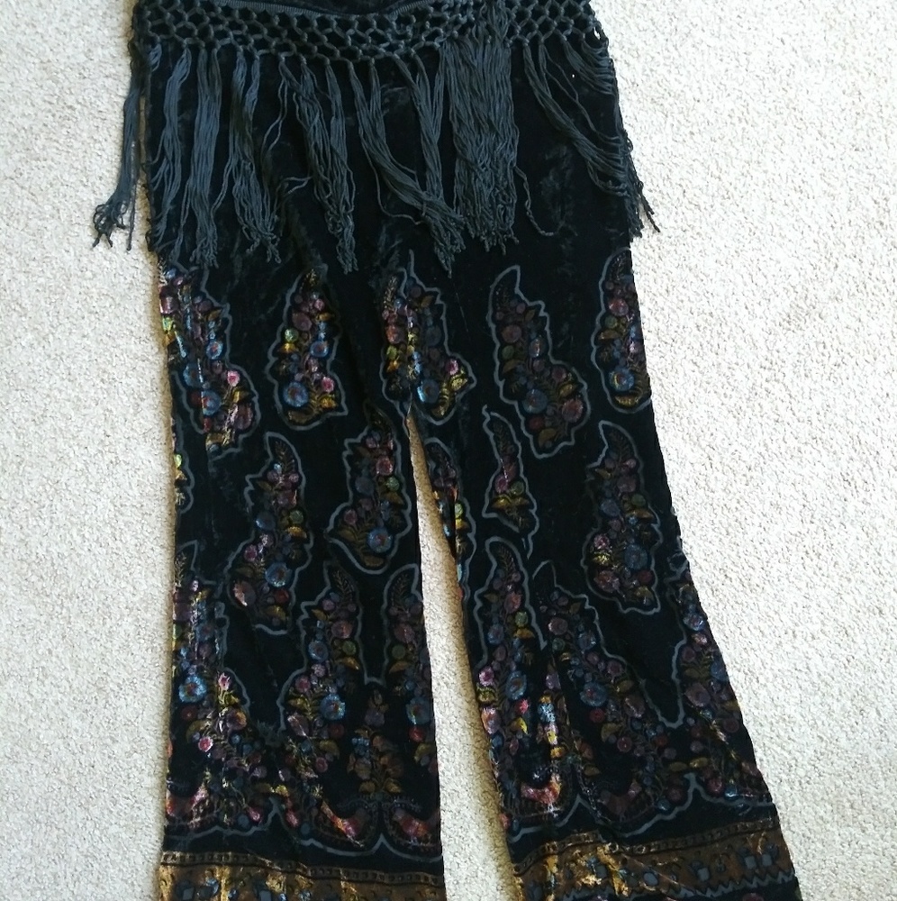 Sharagano Velvet Tassel Pants